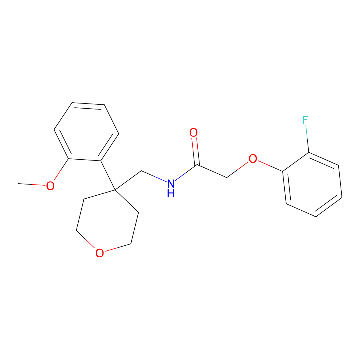 2-(2-fluorophenoxy)-N-{[4-(2-methoxyphenyl)oxan-4-yl]methyl}acetamide molecular structure, CAS 1091075-27-2
