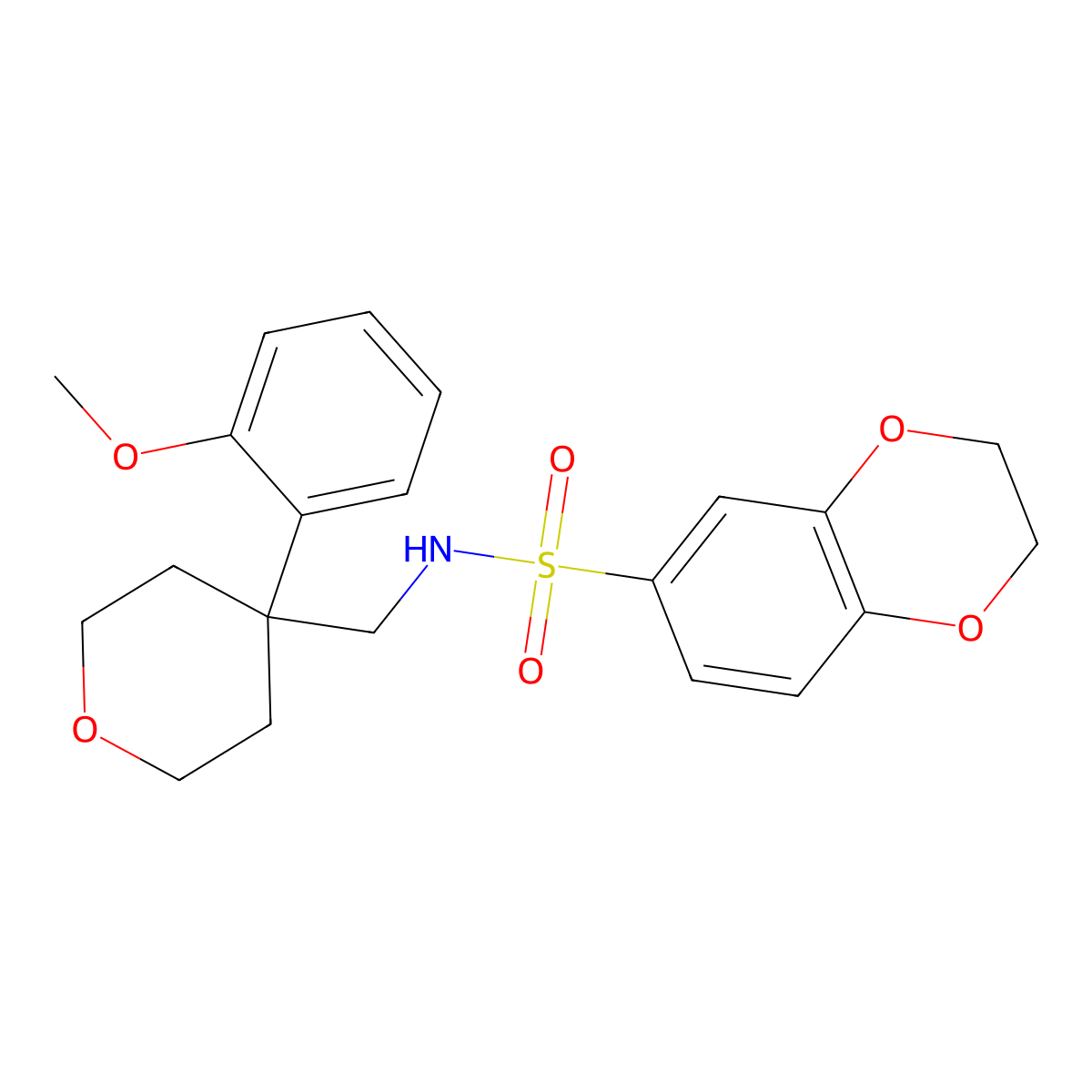 N-{[4-(2-methoxyphenyl)oxan-4-yl]methyl}-2,3-dihydro-1,4-benzodioxine-6-sulfonamide molecular structure, CAS 1091075-56-7