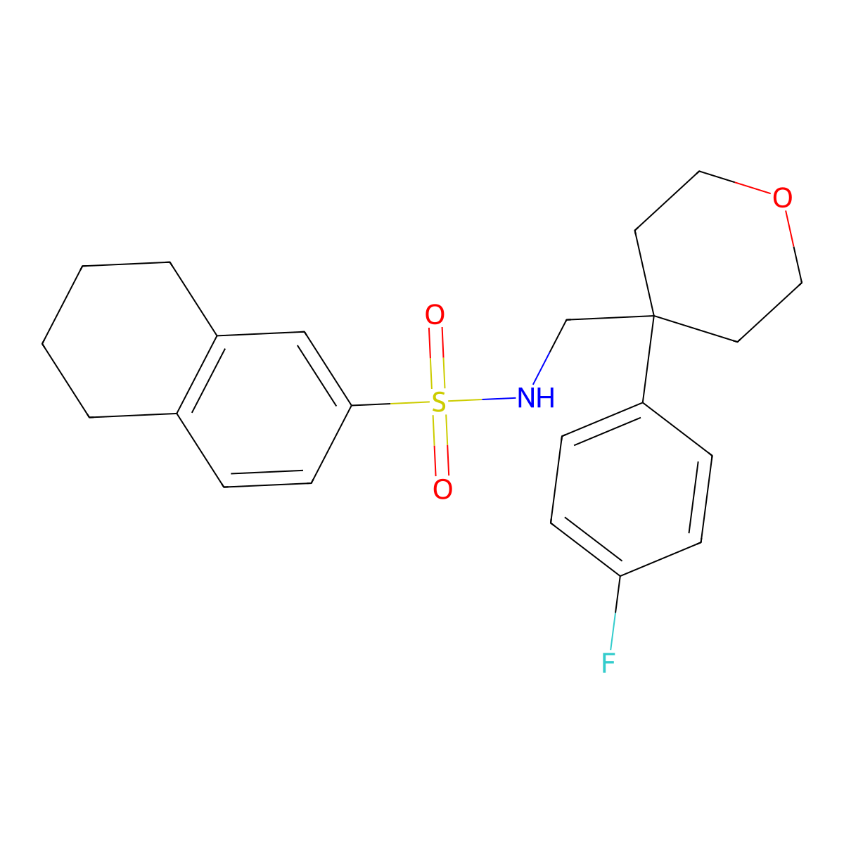 N-{[4-(4-fluorophenyl)oxan-4-yl]methyl}-5,6,7,8-tetrahydronaphthalene-2-sulfonamide molecular structure, CAS 1091079-31-0