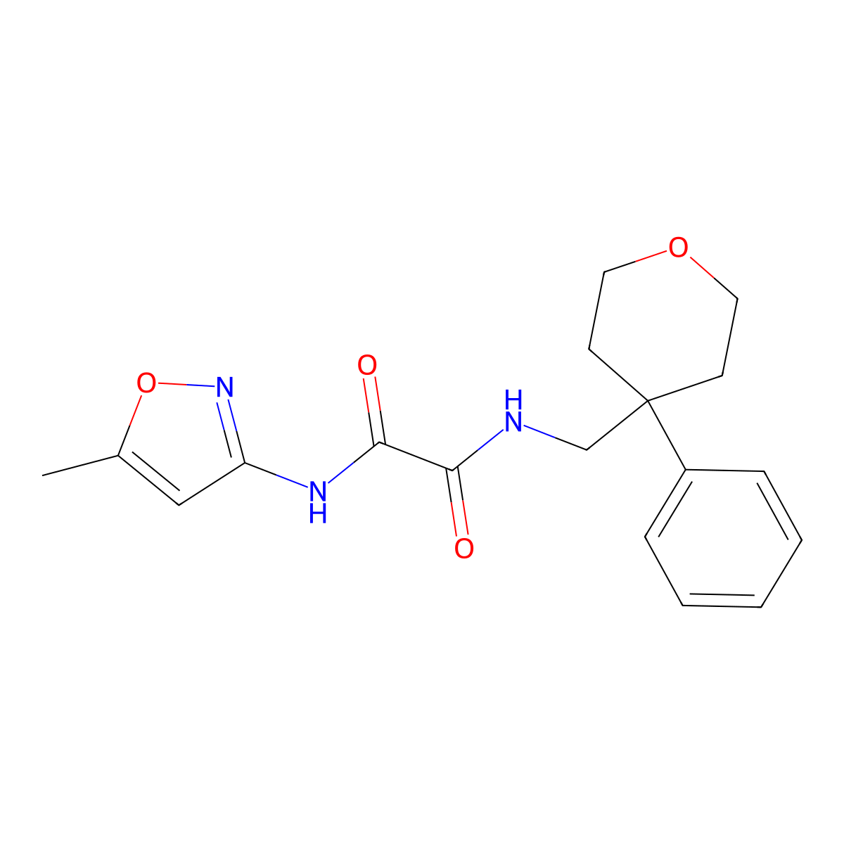 N-(5-methyl-1,2-oxazol-3-yl)-N'-[(4-phenyloxan-4-yl)methyl]ethanediamide molecular structure, CAS 1091080-35-1