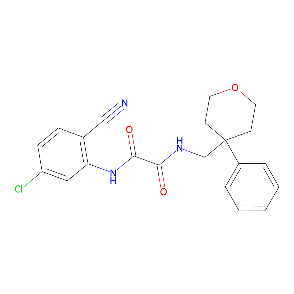 N-(5-chloro-2-cyanophenyl)-N'-[(4-phenyloxan-4-yl)methyl]ethanediamide molecular structure, CAS 1091080-91-9