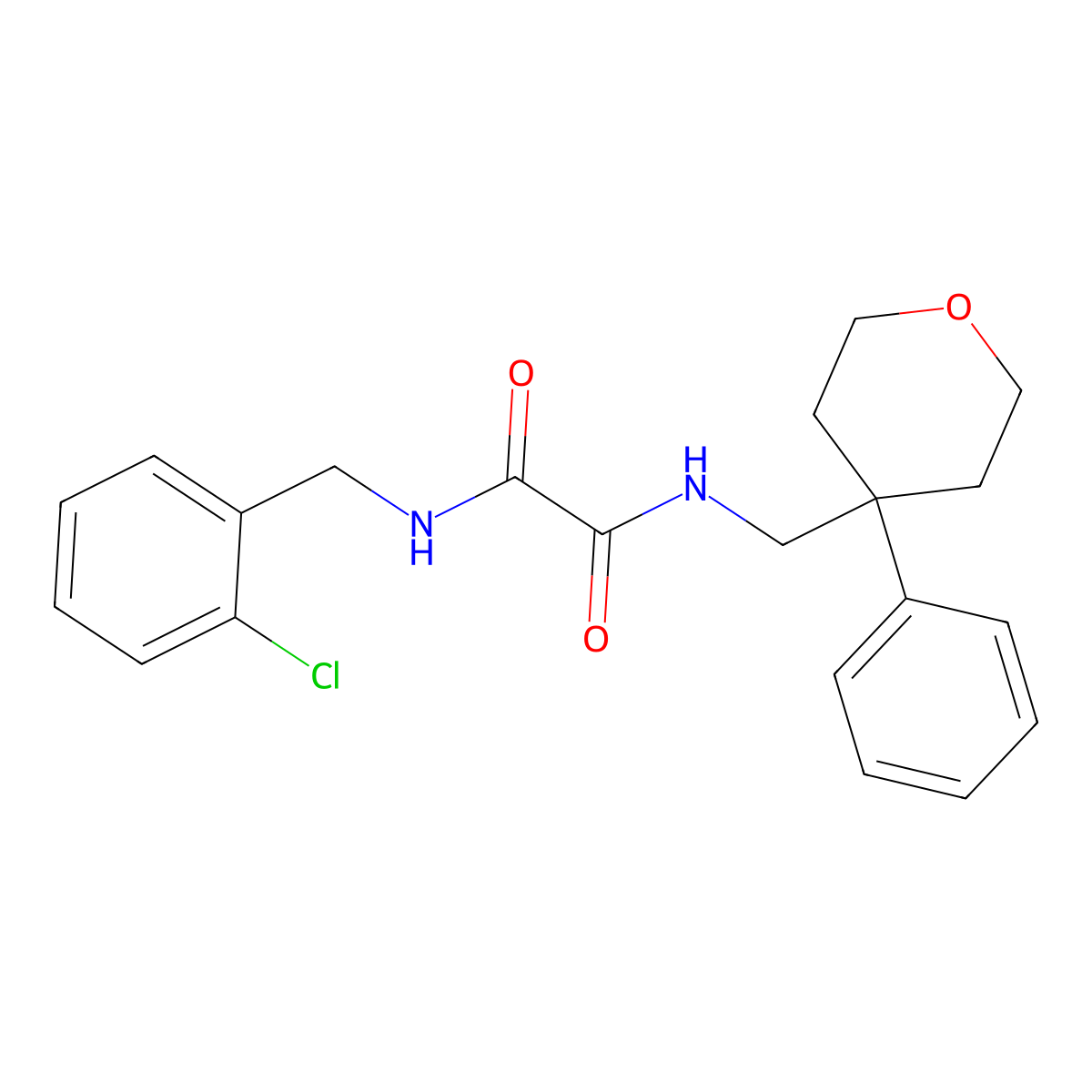 N'-[(2-chlorophenyl)methyl]-N-[(4-phenyloxan-4-yl)methyl]ethanediamide molecular structure, CAS 1091081-47-8