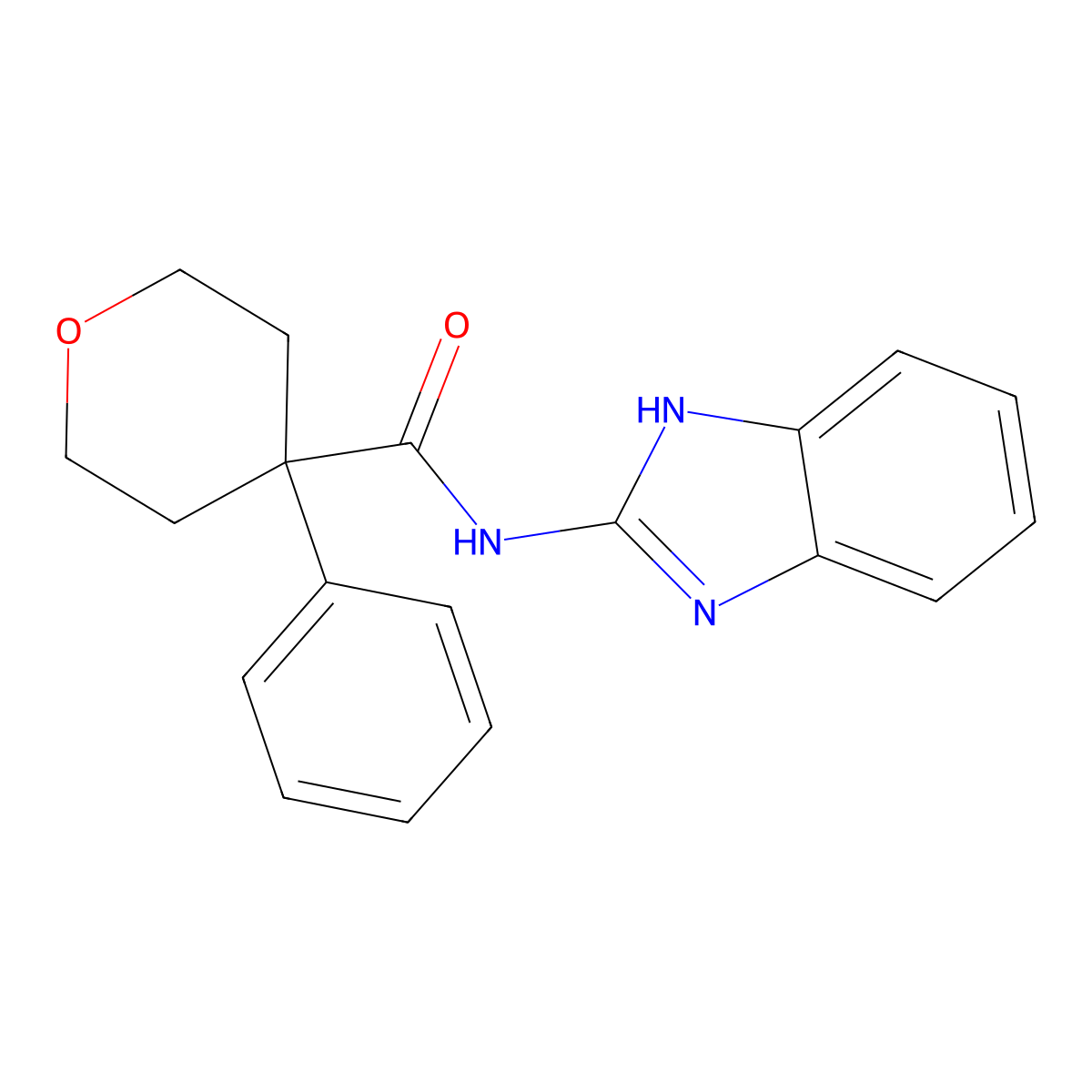 N-(1H-1,3-benzodiazol-2-yl)-4-phenyloxane-4-carboxamide molecular structure, CAS 1091085-52-7