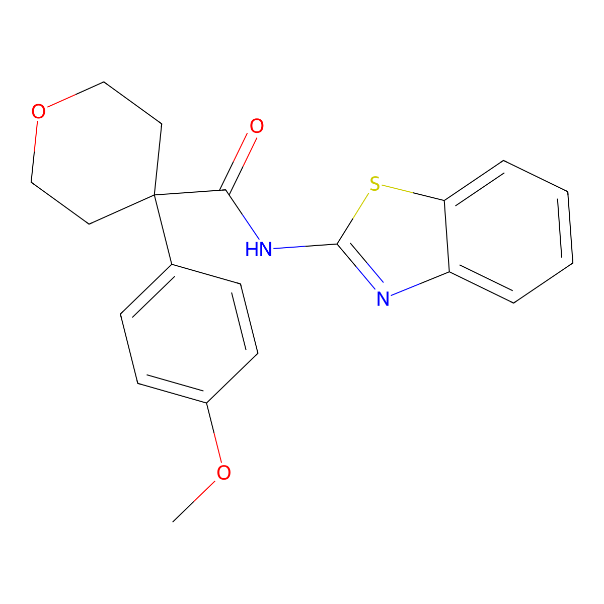 N-(1,3-benzothiazol-2-yl)-4-(4-methoxyphenyl)oxane-4-carboxamide molecular structure, CAS 1091088-63-9