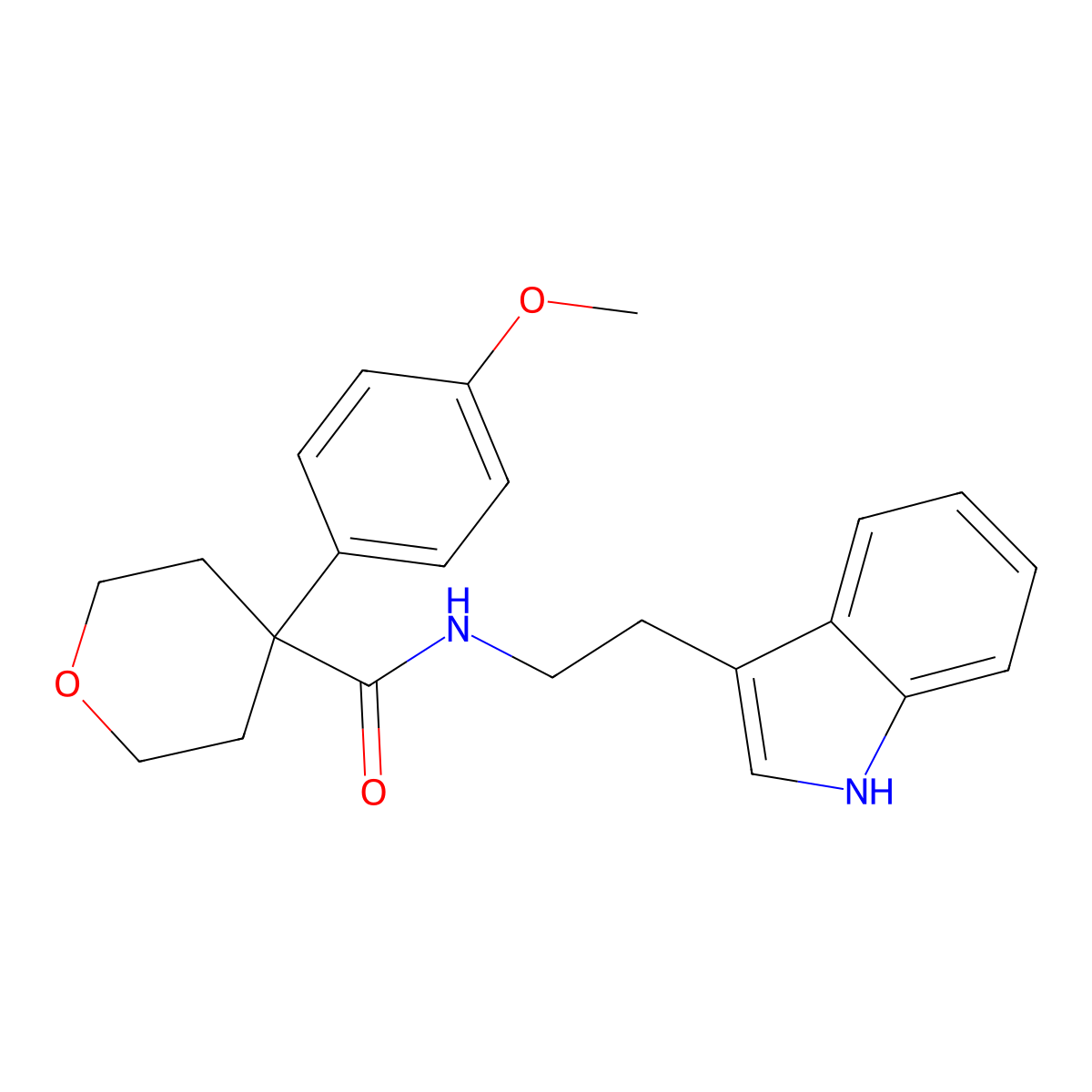N-[2-(1H-indol-3-yl)ethyl]-4-(4-methoxyphenyl)tetrahydro-2H-pyran-4-carboxamide molecular structure, CAS 1091089-03-0