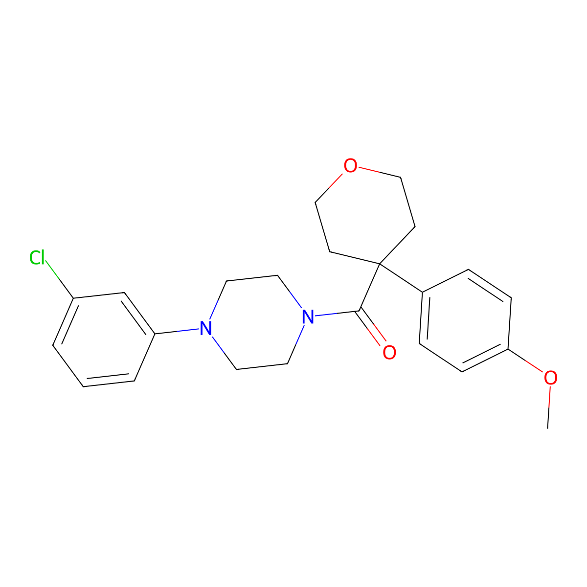 [4-(3-chlorophenyl)piperazino][4-(4-methoxyphenyl)tetrahydro-2H-pyran-4-yl]methanone molecular structure, CAS 1091089-67-6