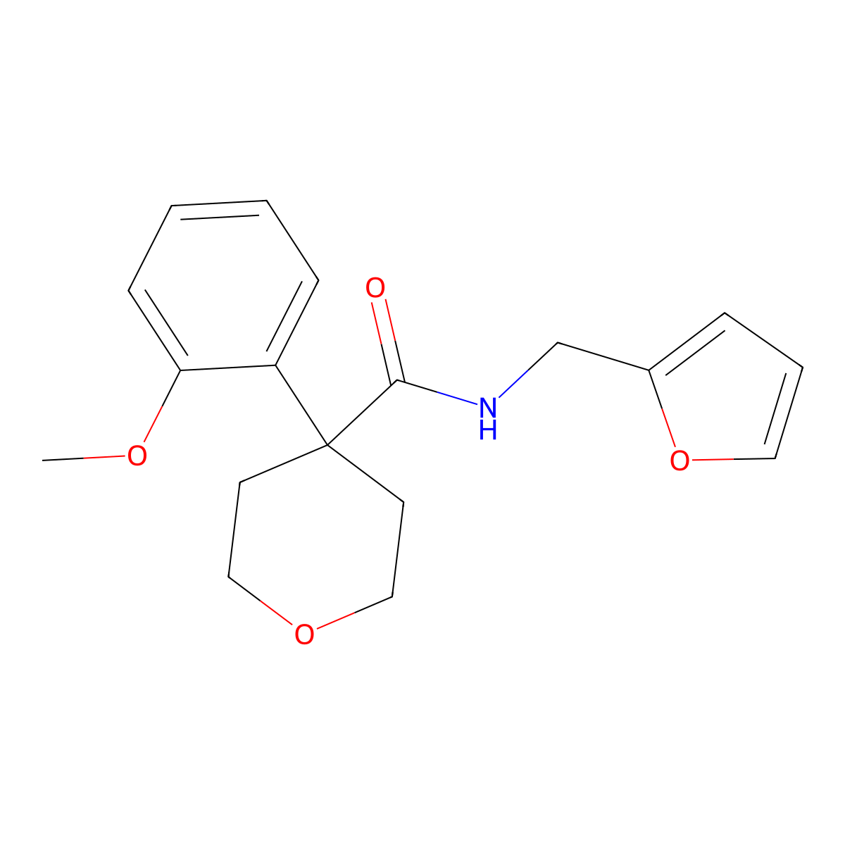 N-[(furan-2-yl)methyl]-4-(2-methoxyphenyl)oxane-4-carboxamide molecular structure, CAS 1091090-15-1