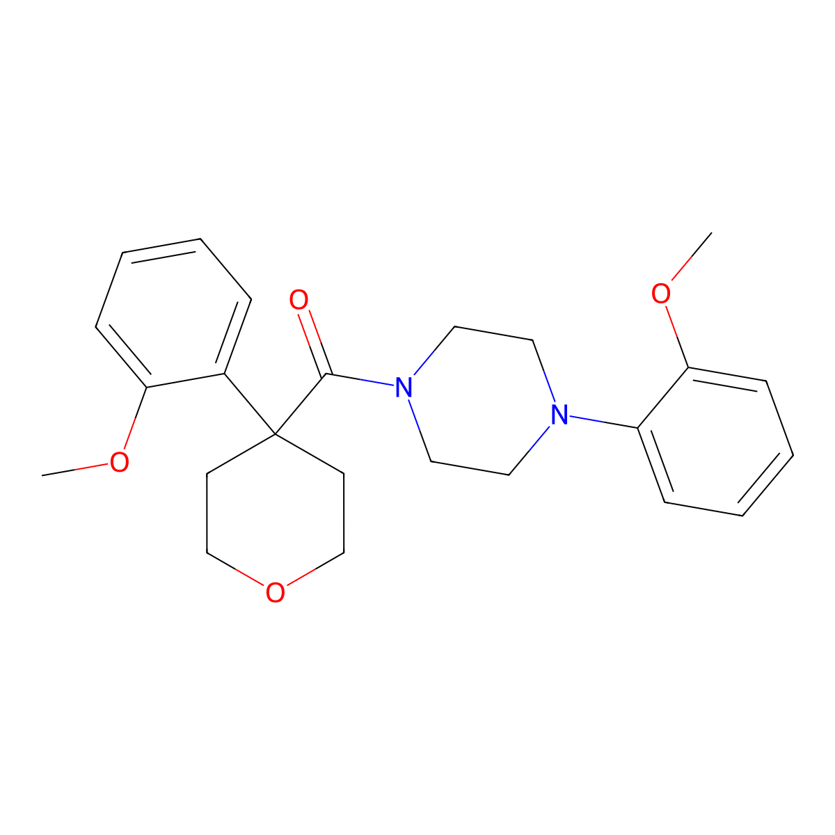1-(2-Methoxyphenyl)-4-[4-(2-methoxyphenyl)oxane-4-carbonyl]piperazine molecular structure, CAS 1091092-88-4