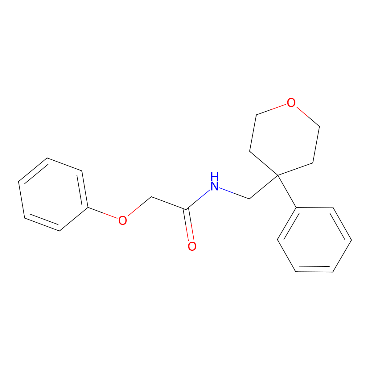 2-phenoxy-N-((4-phenyltetrahydro-2H-pyran-4-yl)methyl)acetamide molecular structure, CAS 1091097-90-3