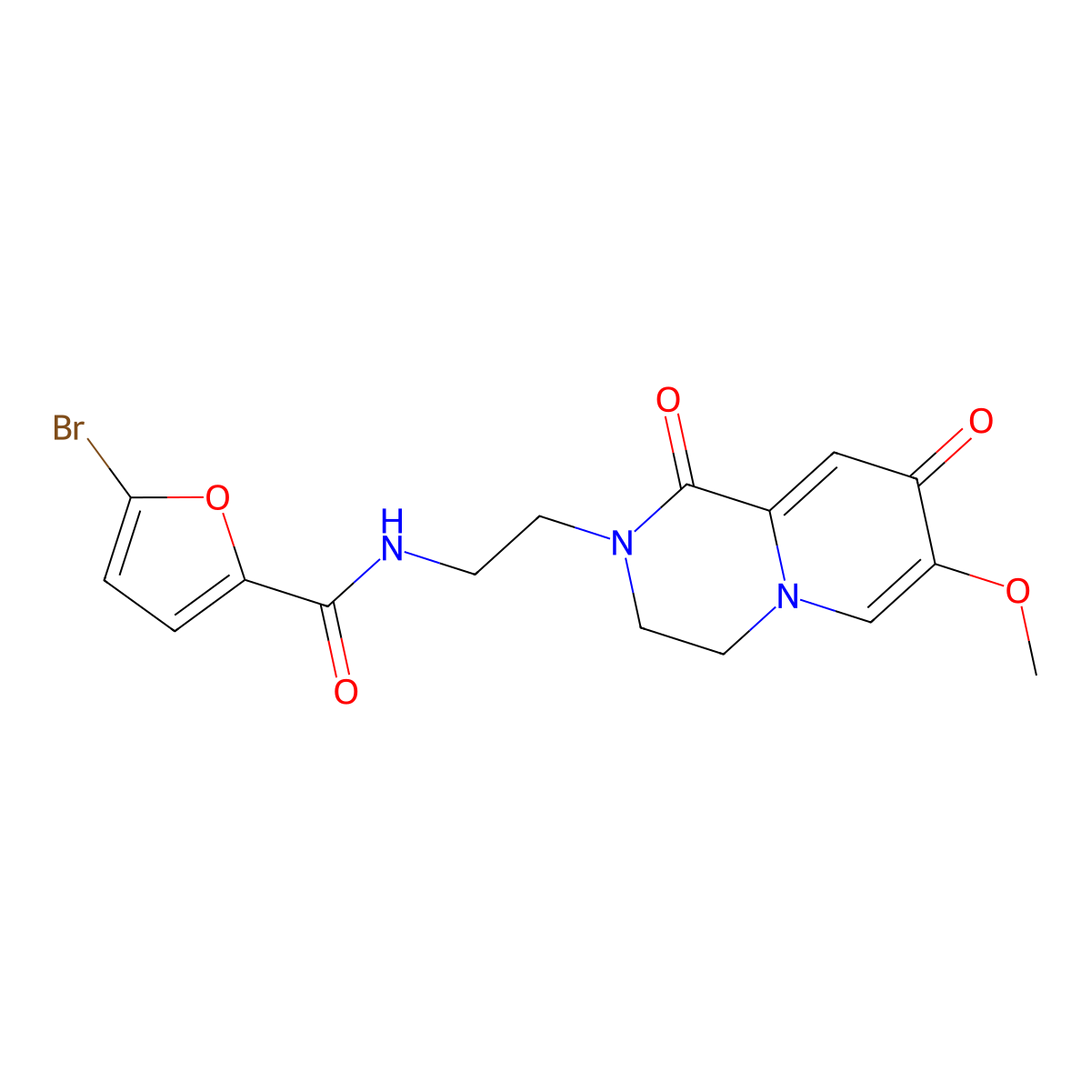 5-bromo-N-(2-{7-methoxy-1,8-dioxo-1H,2H,3H,4H,8H-pyrido[1,2-a]pyrazin-2-yl}ethyl)furan-2-carboxamide molecular structure, CAS 1091099-40-9