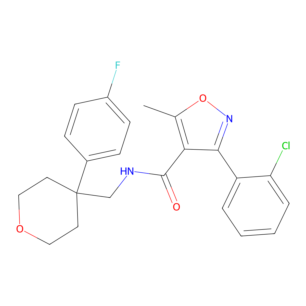 3-(2-chlorophenyl)-N-{[4-(4-fluorophenyl)oxan-4-yl]methyl}-5-methyl-1,2-oxazole-4-carboxamide molecular structure, CAS 1091104-83-4