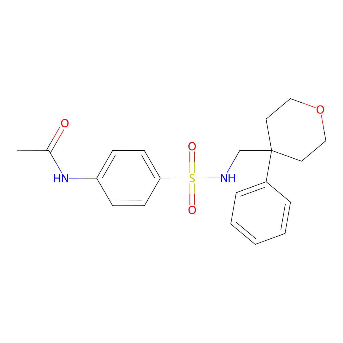 N-(4-{[(4-phenyloxan-4-yl)methyl]sulfamoyl}phenyl)acetamide molecular structure, CAS 1091106-67-0