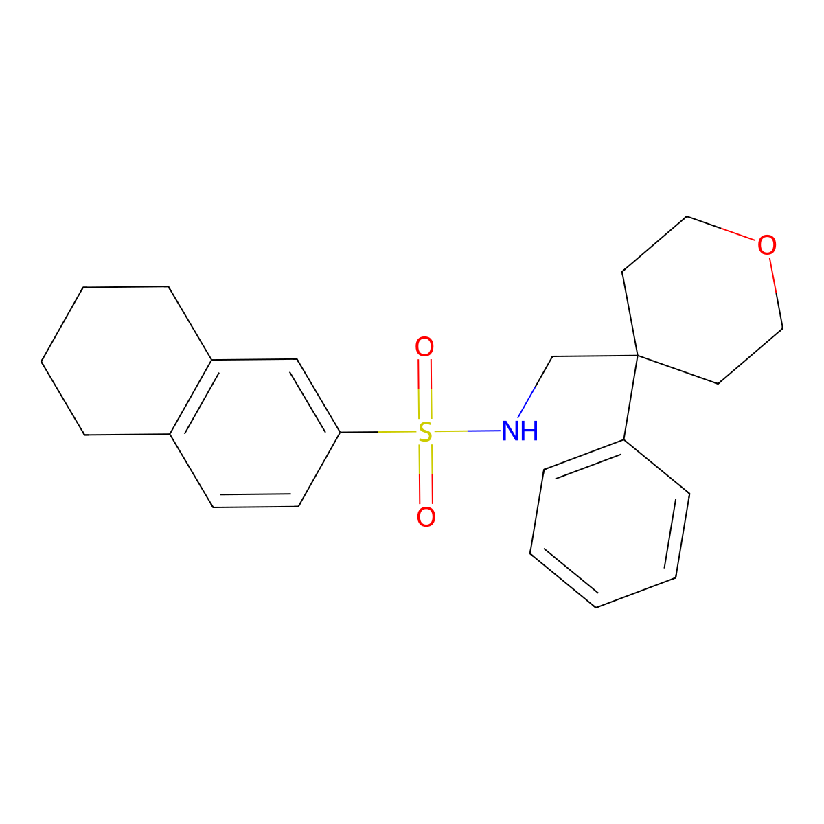 N-[(4-phenyloxan-4-yl)methyl]-5,6,7,8-tetrahydronaphthalene-2-sulfonamide molecular structure, CAS 1091107-39-9