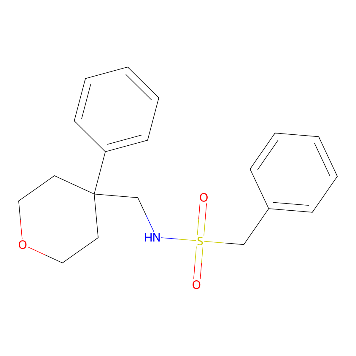 1-phenyl-N-[(4-phenyloxan-4-yl)methyl]methanesulfonamide molecular structure, CAS 1091108-03-0
