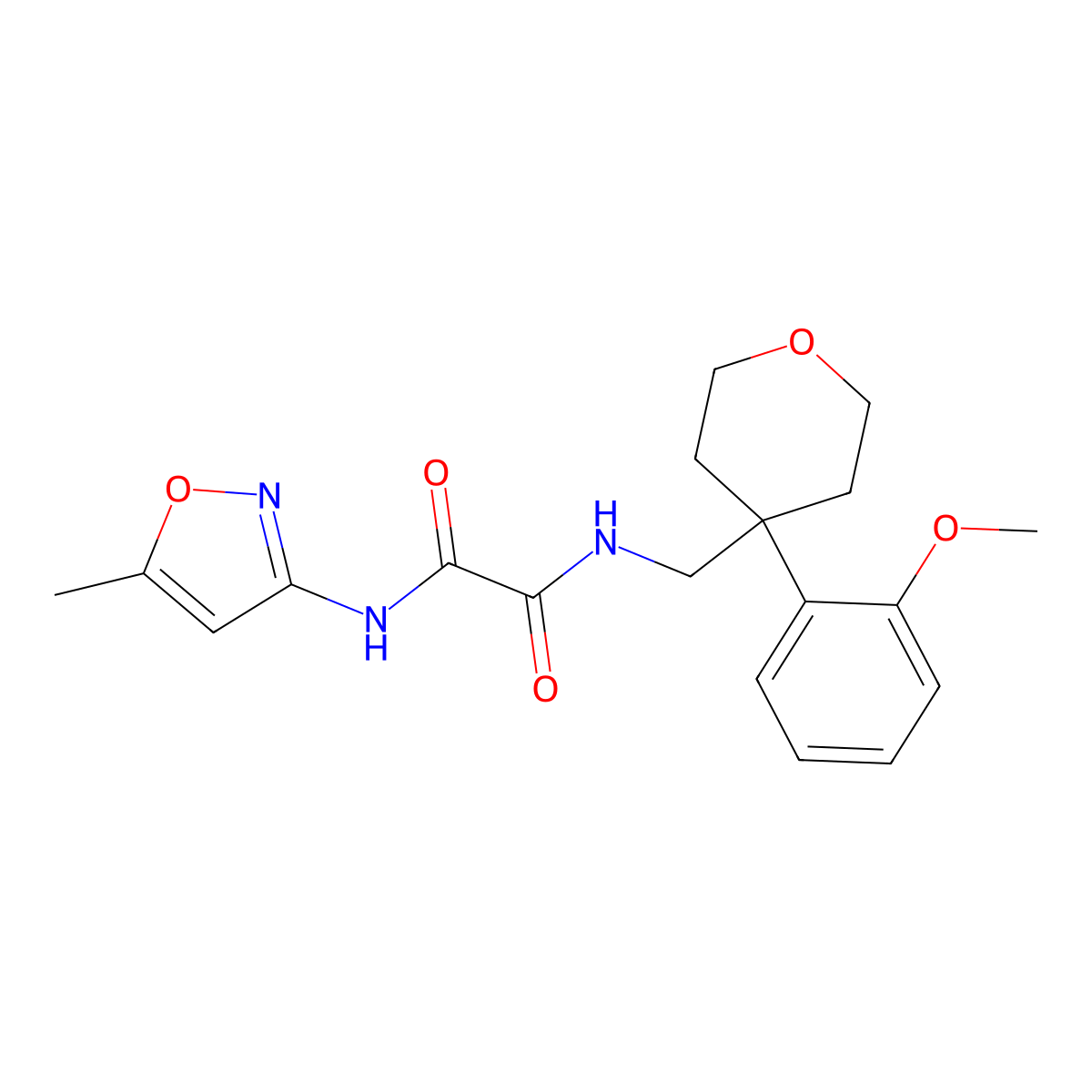 N'-{[4-(2-methoxyphenyl)oxan-4-yl]methyl}-N-(5-methyl-1,2-oxazol-3-yl)ethanediamide molecular structure, CAS 1091111-55-5