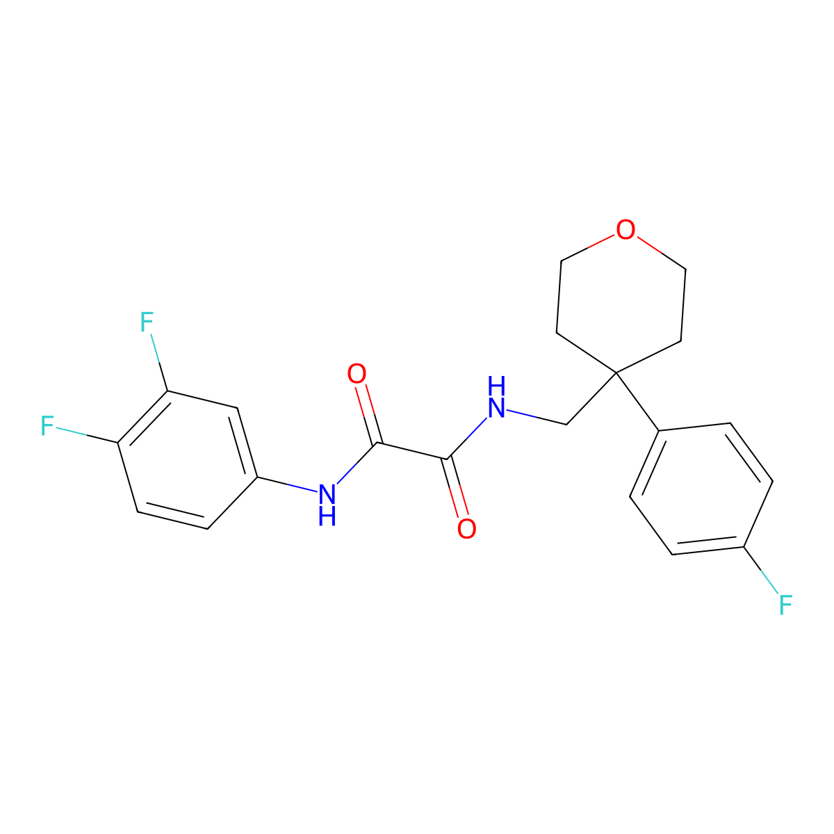 N'-(3,4-difluorophenyl)-N-{[4-(4-fluorophenyl)oxan-4-yl]methyl}ethanediamide molecular structure, CAS 1091112-57-0