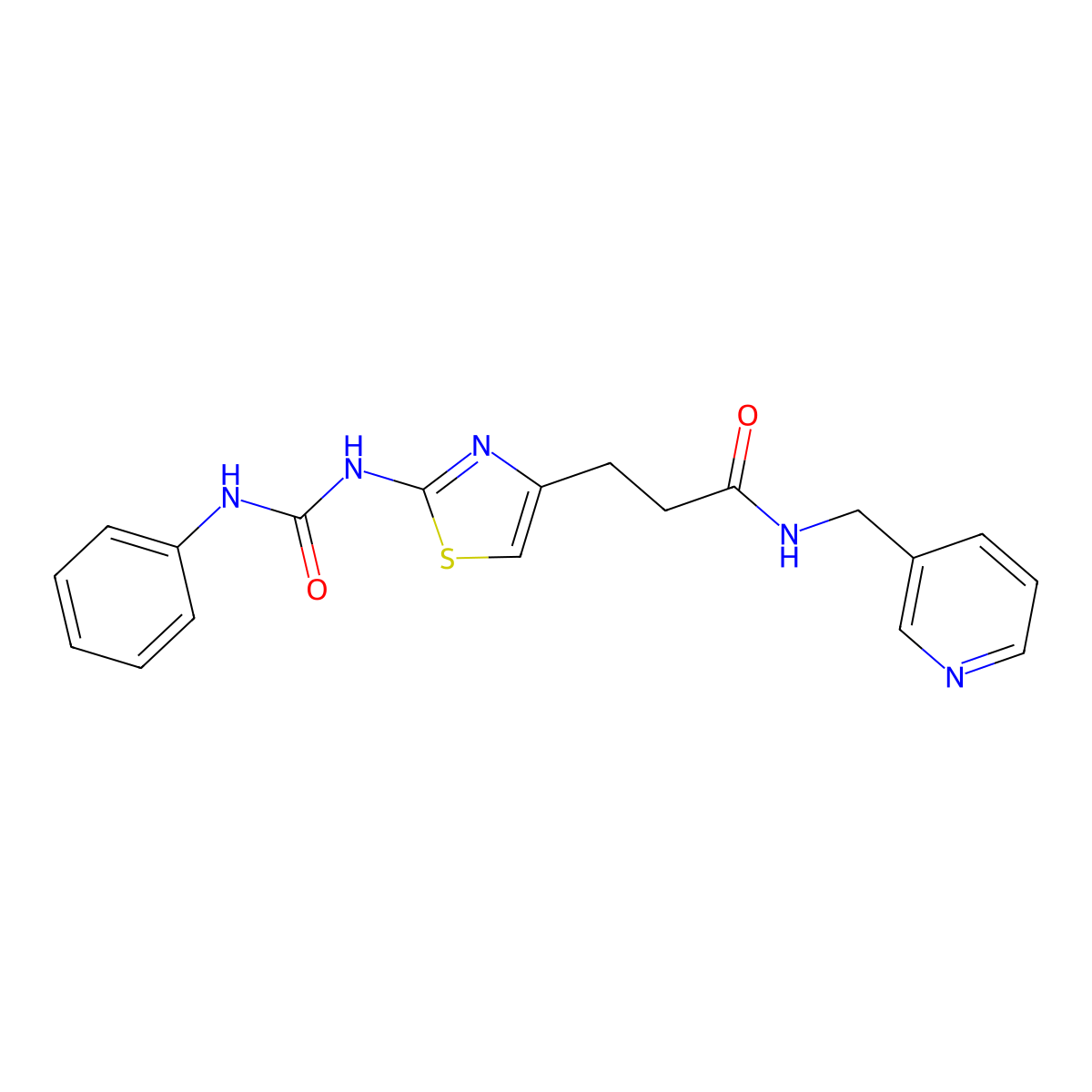 3-{2-[(phenylcarbamoyl)amino]-1,3-thiazol-4-yl}-N-[(pyridin-3-yl)methyl]propanamide molecular structure, CAS 1091112-85-4