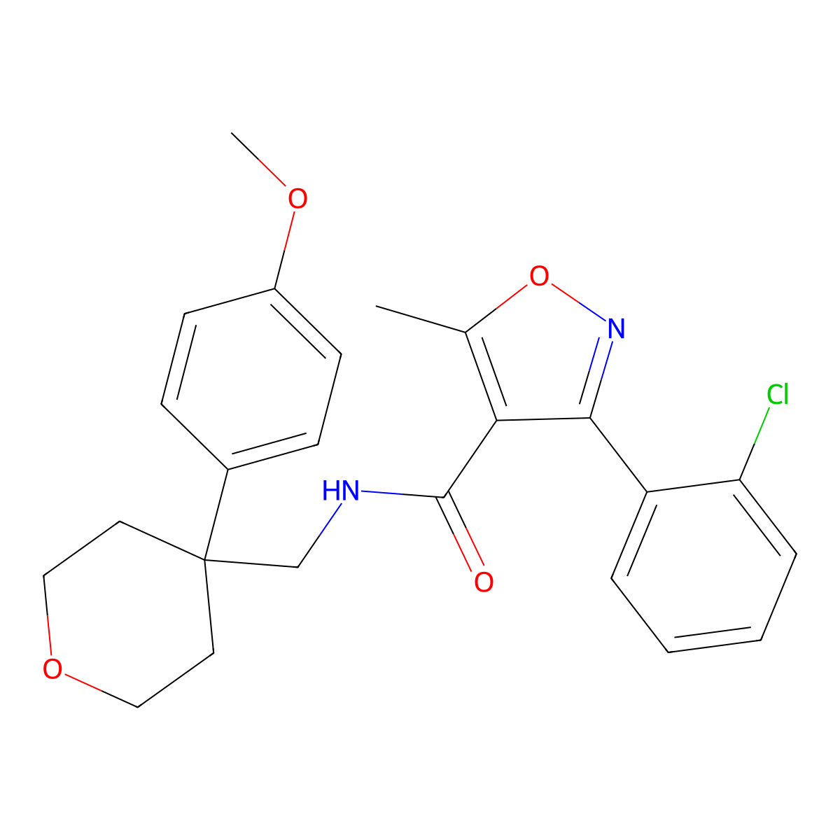 3-(2-chlorophenyl)-N-{[4-(4-methoxyphenyl)oxan-4-yl]methyl}-5-methyl-1,2-oxazole-4-carboxamide molecular structure, CAS 1091124-33-2