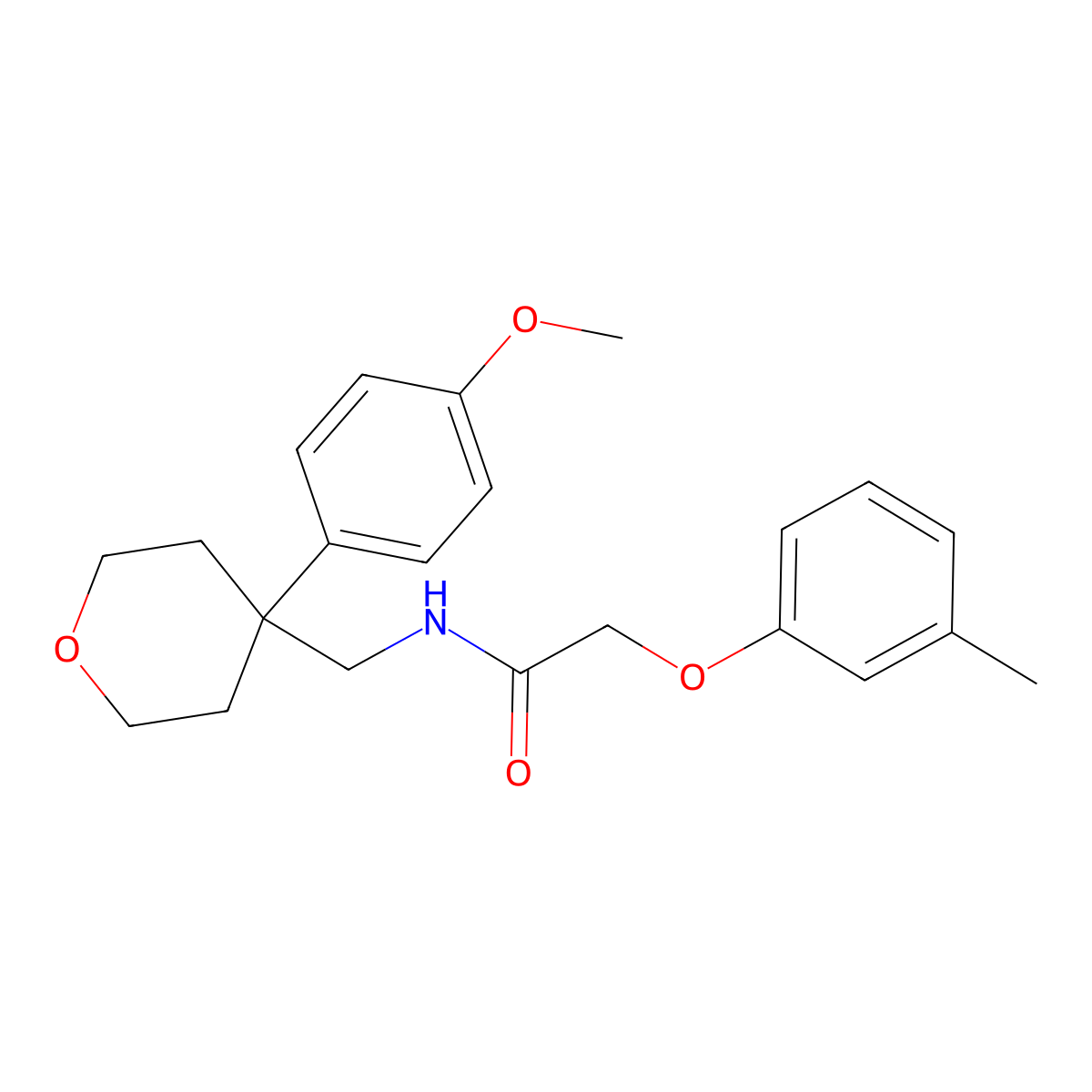 N-{[4-(4-methoxyphenyl)oxan-4-yl]methyl}-2-(3-methylphenoxy)acetamide molecular structure, CAS 1091125-53-9