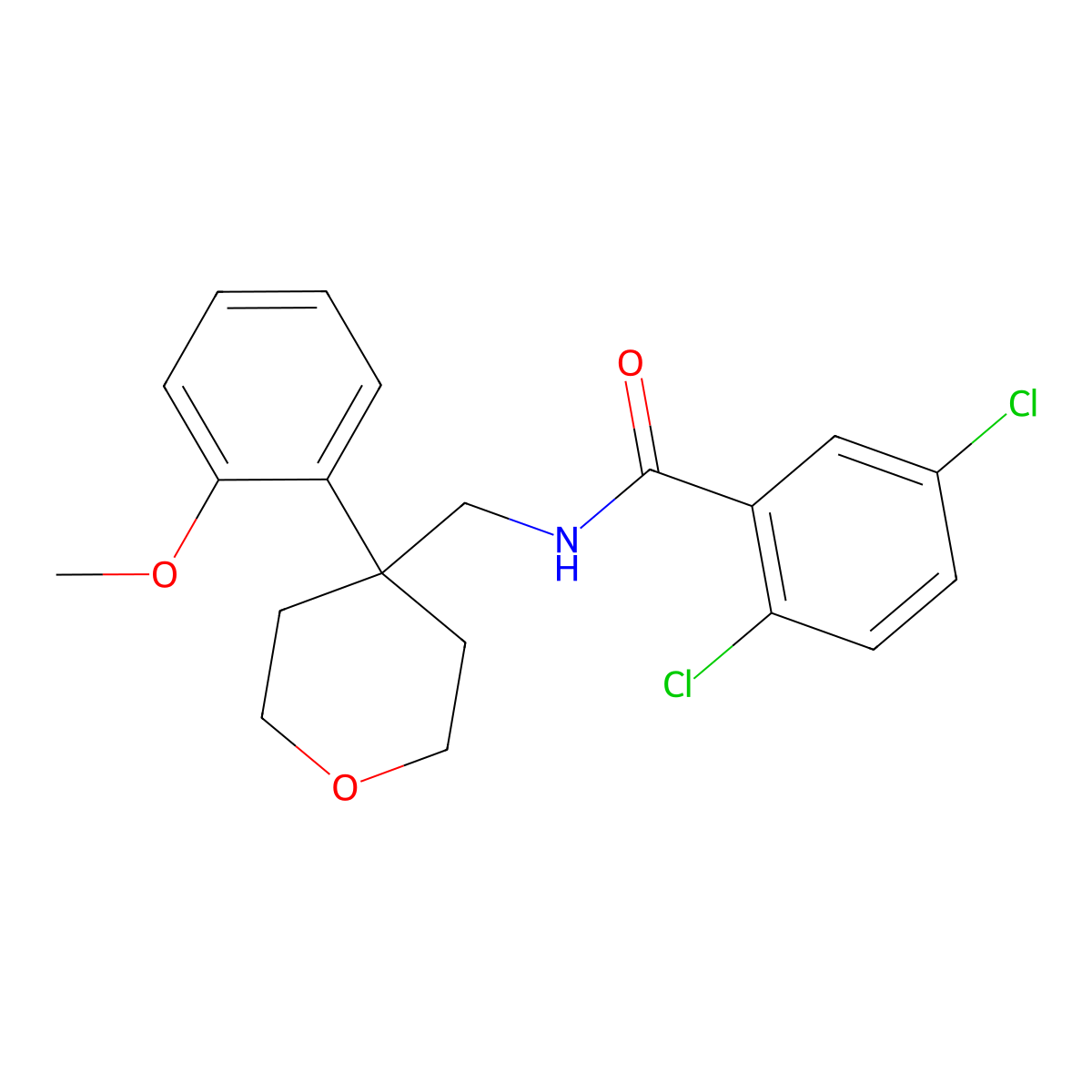 2,5-dichloro-N-{[4-(2-methoxyphenyl)oxan-4-yl]methyl}benzamide molecular structure, CAS 1091128-73-2