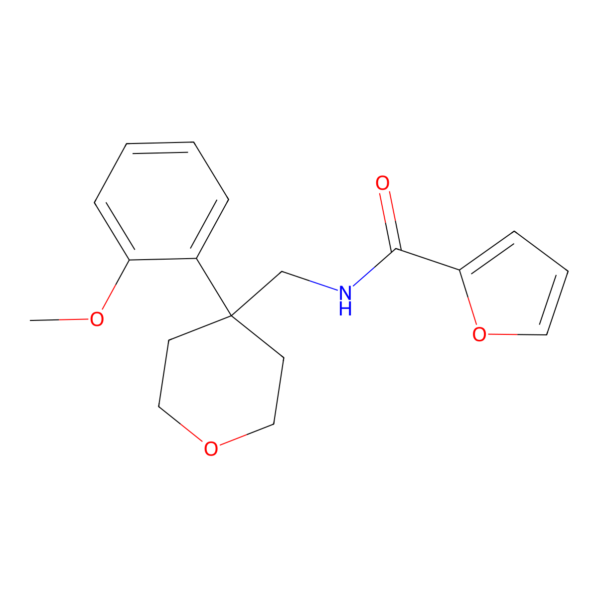 N-{[4-(2-methoxyphenyl)oxan-4-yl]methyl}furan-2-carboxamide molecular structure, CAS 1091128-81-2
