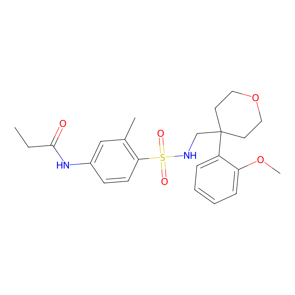 N-[4-({[4-(2-methoxyphenyl)oxan-4-yl]methyl}sulfamoyl)-3-methylphenyl]propanamide molecular structure, CAS 1091133-59-3