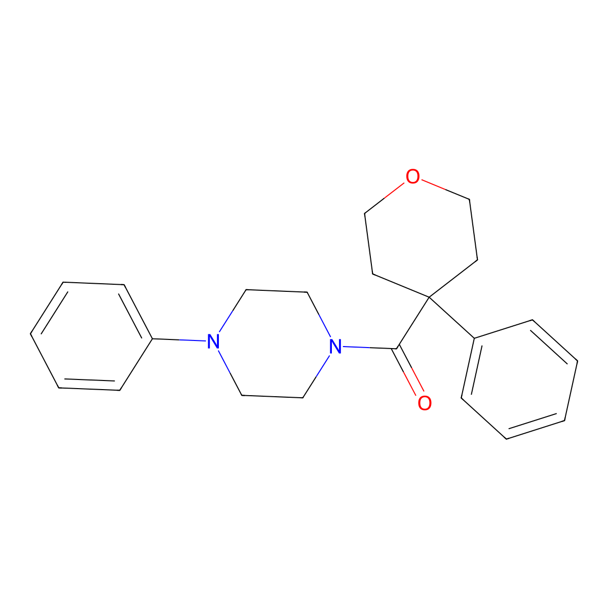 (4-phenylpiperazin-1-yl)(4-phenyltetrahydro-2H-pyran-4-yl)methanone molecular structure, CAS 1091134-01-8