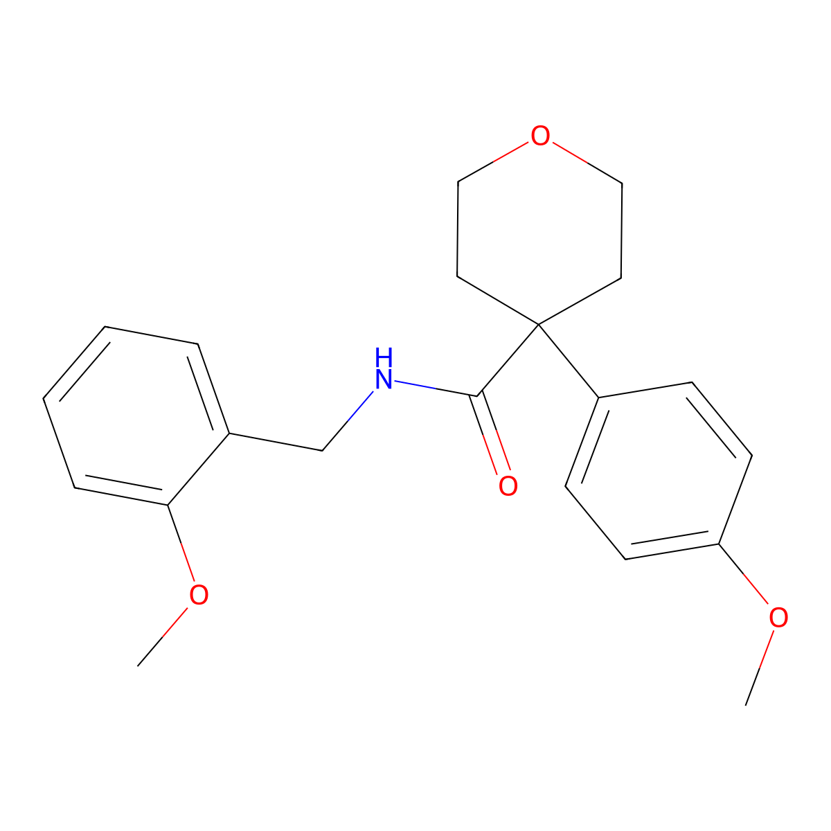 N-(2-methoxybenzyl)-4-(4-methoxyphenyl)tetrahydro-2H-pyran-4-carboxamide molecular structure, CAS 1091136-01-4
