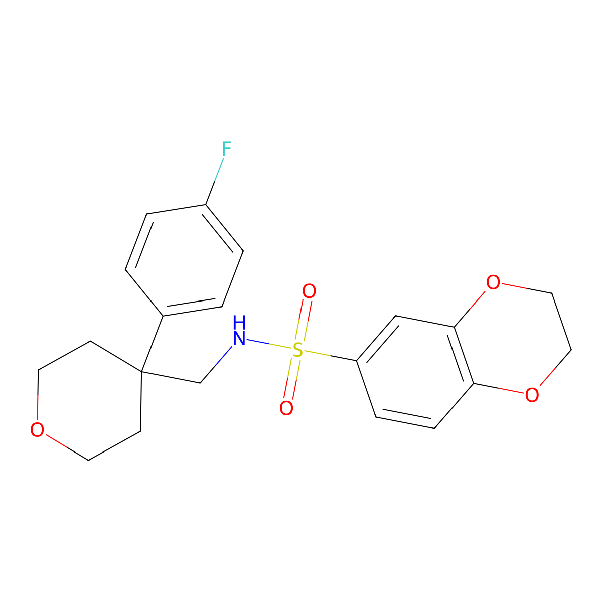 N-{[4-(4-fluorophenyl)oxan-4-yl]methyl}-2,3-dihydro-1,4-benzodioxine-6-sulfonamide molecular structure, CAS 1091136-47-8