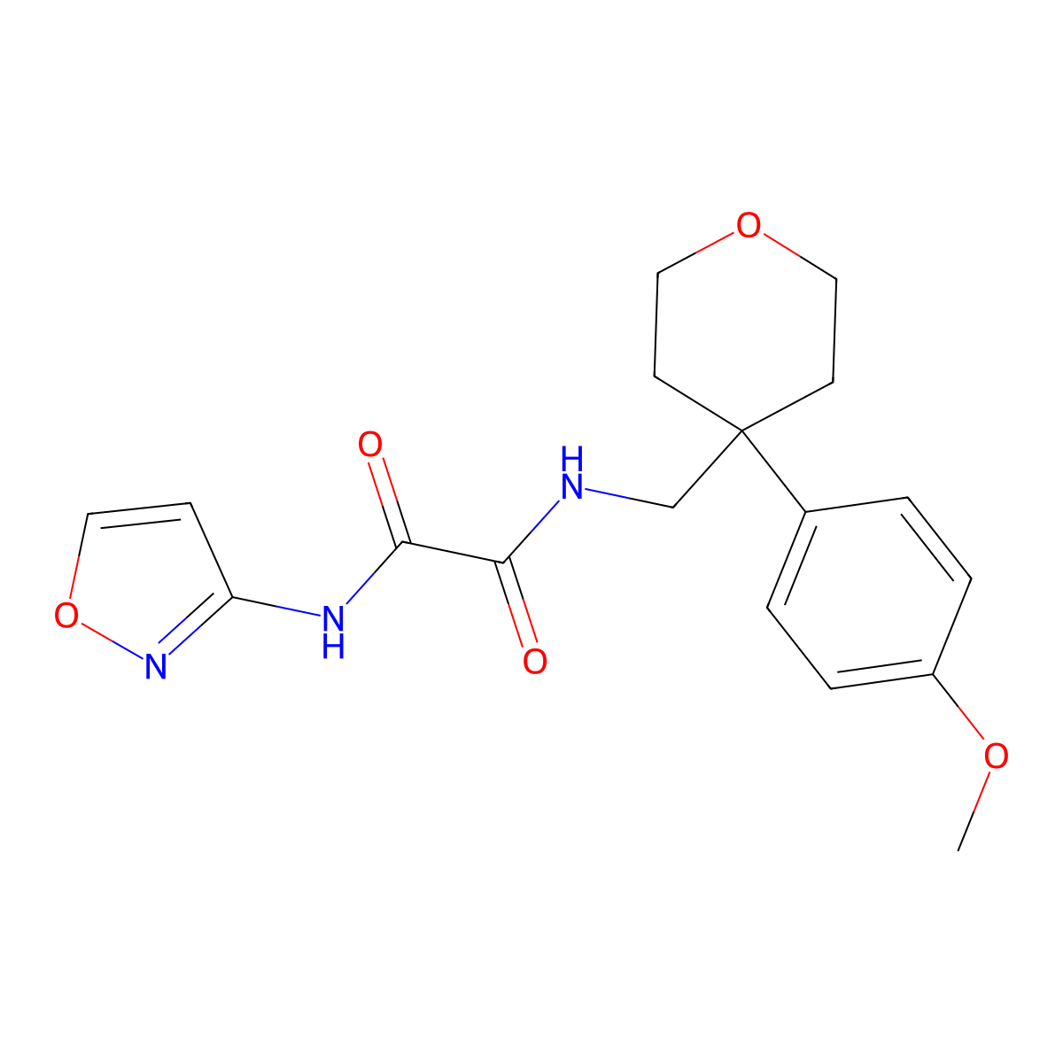 N'-{[4-(4-methoxyphenyl)oxan-4-yl]methyl}-N-(1,2-oxazol-3-yl)ethanediamide molecular structure, CAS 1091139-51-3