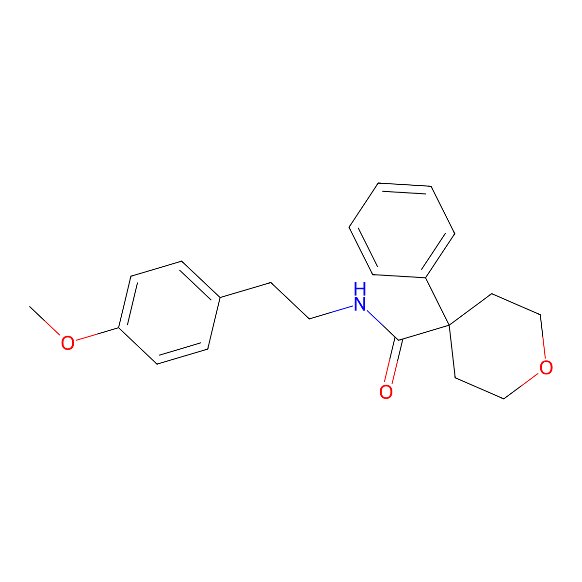 N-[2-(4-methoxyphenyl)ethyl]-4-phenyloxane-4-carboxamide molecular structure, CAS 1091142-38-9