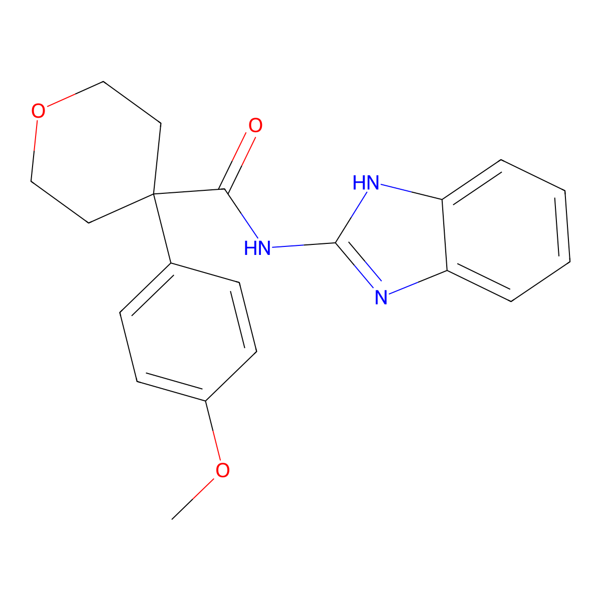 N-(1H-benzimidazol-2-yl)-4-(4-methoxyphenyl)tetrahydro-2H-pyran-4-carboxamide molecular structure, CAS 1091144-32-9