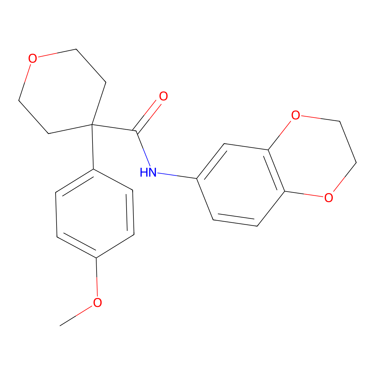 N-(2,3-dihydro-1,4-benzodioxin-6-yl)-4-(4-methoxyphenyl)tetrahydro-2H-pyran-4-carboxamide molecular structure, CAS 1091144-88-5