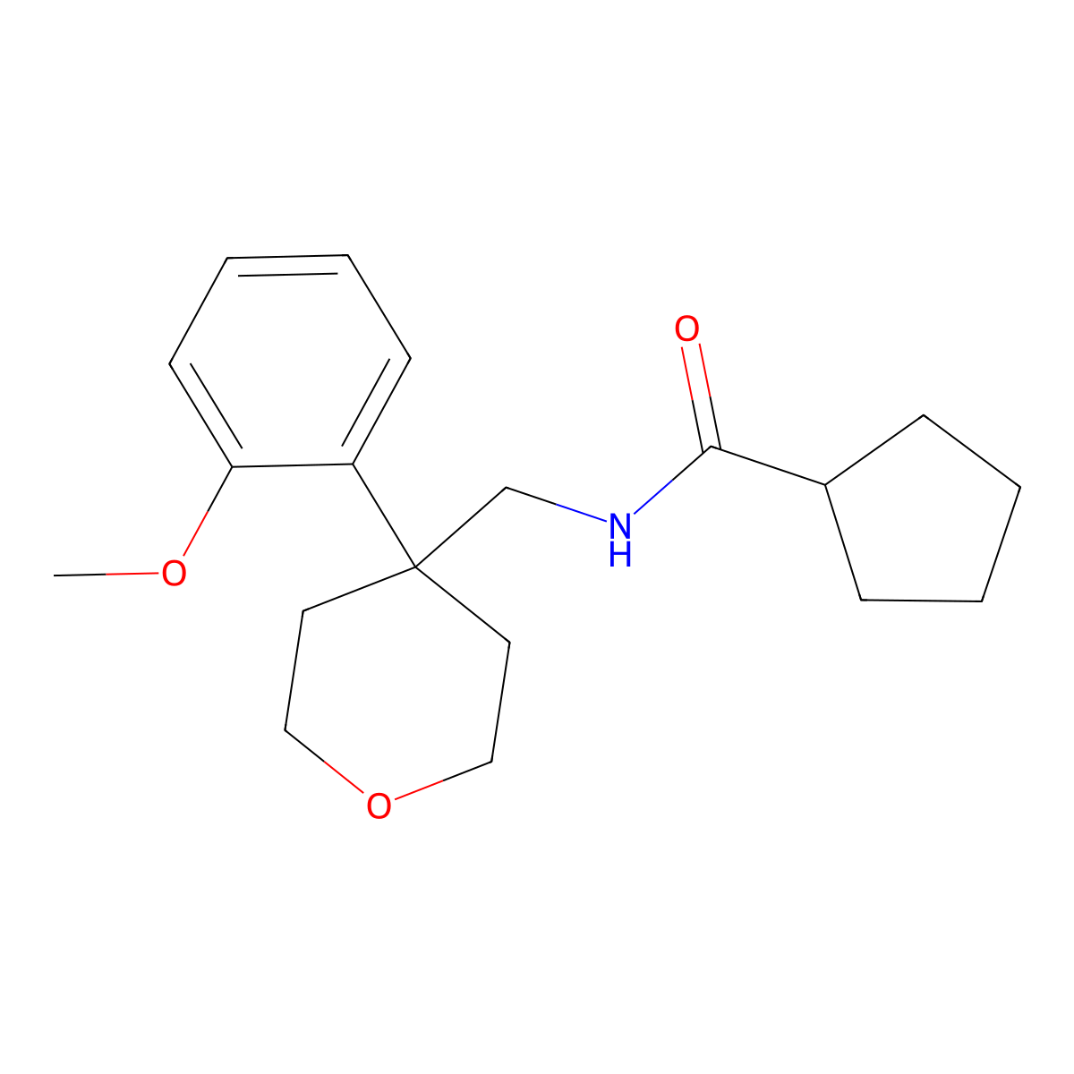 N-{[4-(2-methoxyphenyl)oxan-4-yl]methyl}cyclopentanecarboxamide molecular structure, CAS 1091155-94-0