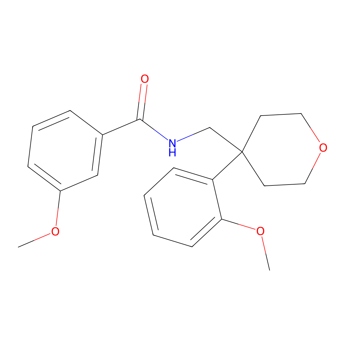 3-methoxy-N-{[4-(2-methoxyphenyl)oxan-4-yl]methyl}benzamide molecular structure, CAS 1091156-50-1