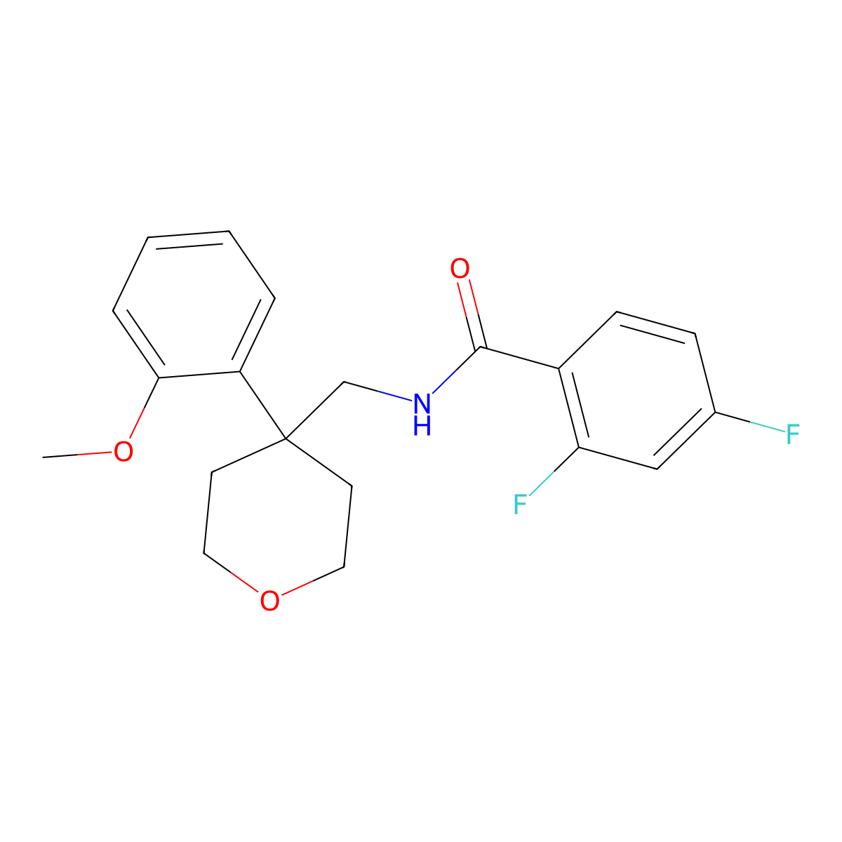 2,4-difluoro-N-{[4-(2-methoxyphenyl)oxan-4-yl]methyl}benzamide molecular structure, CAS 1091156-74-9