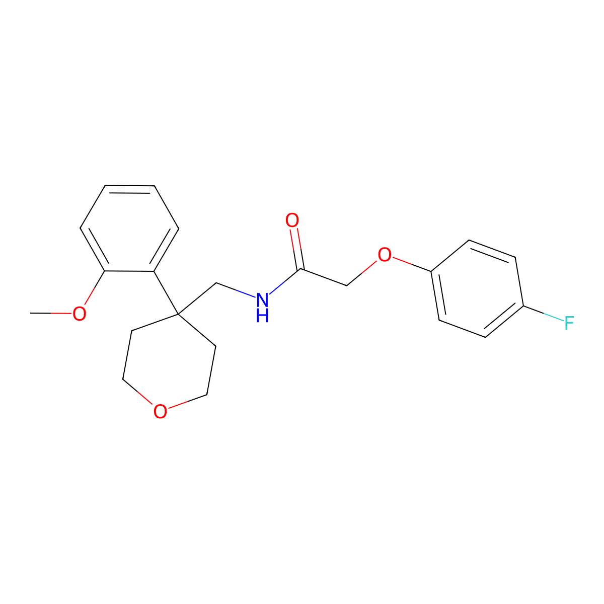 2-(4-fluorophenoxy)-N-{[4-(2-methoxyphenyl)oxan-4-yl]methyl}acetamide molecular structure, CAS 1091157-30-0