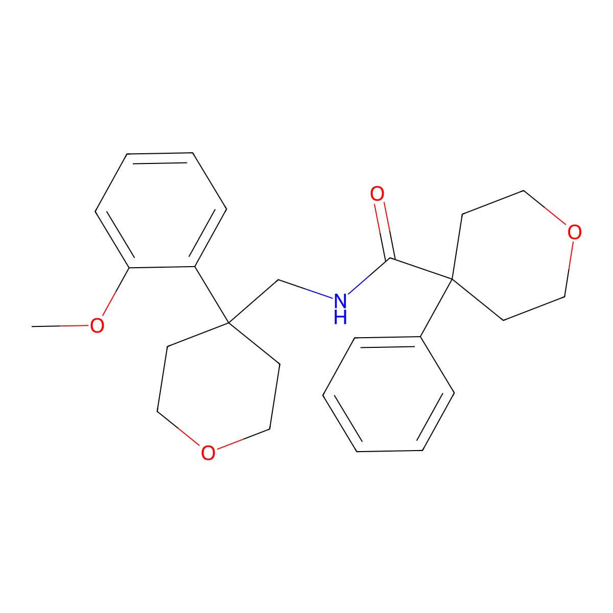 N-{[4-(2-methoxyphenyl)oxan-4-yl]methyl}-4-phenyloxane-4-carboxamide molecular structure, CAS 1091157-38-8