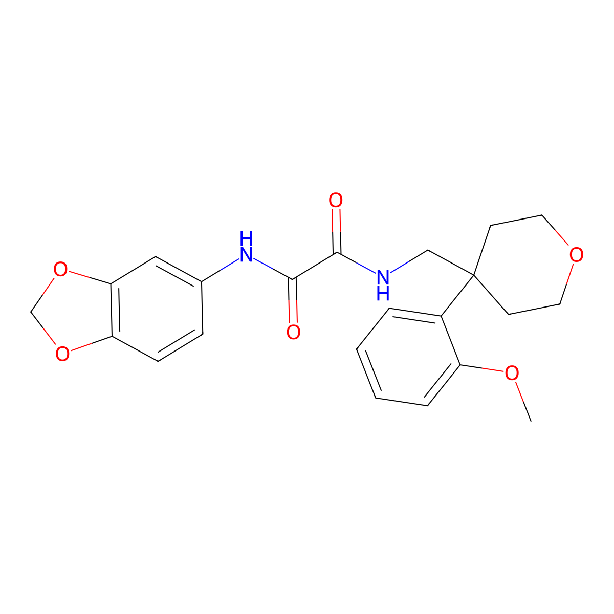 N-(2H-1,3-benzodioxol-5-yl)-N'-{[4-(2-methoxyphenyl)oxan-4-yl]methyl}ethanediamide molecular structure, CAS 1091162-05-8