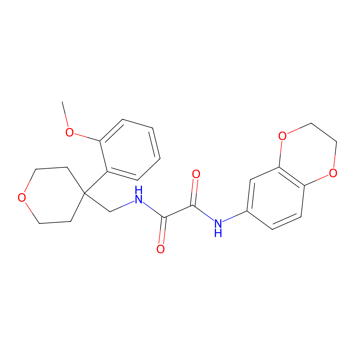 N-(2,3-dihydro-1,4-benzodioxin-6-yl)-N'-{[4-(2-methoxyphenyl)oxan-4-yl]methyl}ethanediamide molecular structure, CAS 1091162-21-8