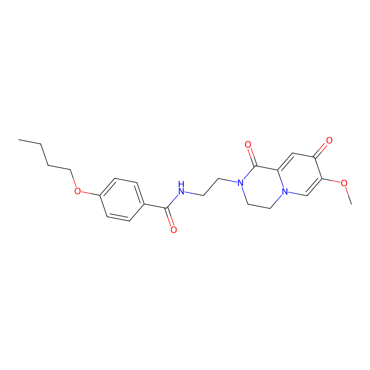 4-butoxy-N-(2-{7-methoxy-1,8-dioxo-1H,2H,3H,4H,8H-pyrido[1,2-a]pyrazin-2-yl}ethyl)benzamide molecular structure, CAS 1091166-47-0