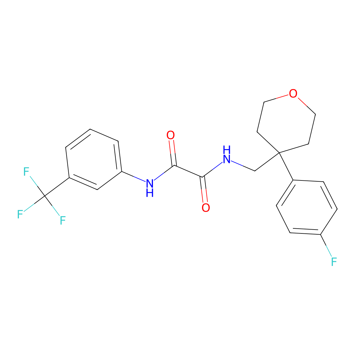 N'-{[4-(4-fluorophenyl)oxan-4-yl]methyl}-N-[3-(trifluoromethyl)phenyl]ethanediamide molecular structure, CAS 1091166-77-6