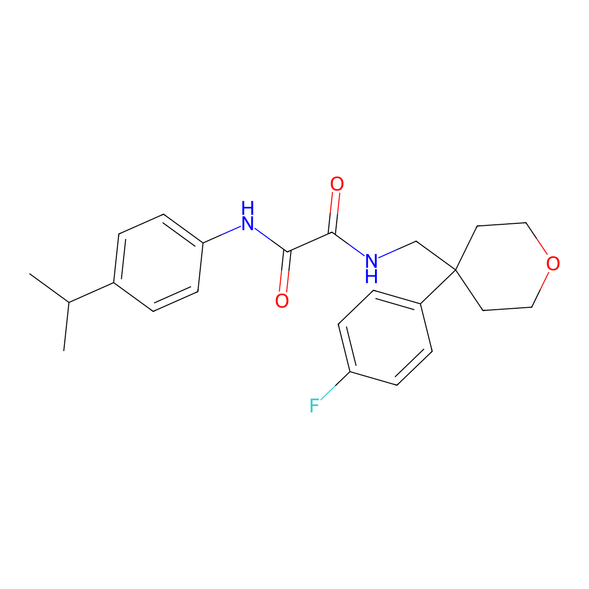 N-{[4-(4-fluorophenyl)oxan-4-yl]methyl}-N'-[4-(propan-2-yl)phenyl]ethanediamide molecular structure, CAS 1091166-85-6