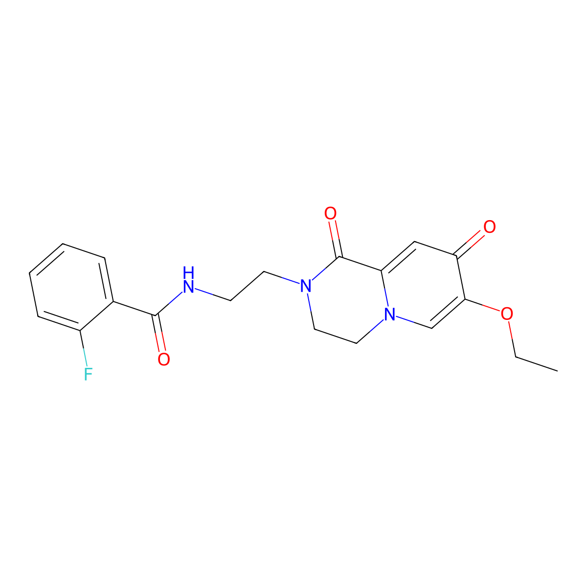 N-(2-{7-ethoxy-1,8-dioxo-1H,2H,3H,4H,8H-pyrido[1,2-a]pyrazin-2-yl}ethyl)-2-fluorobenzamide molecular structure, CAS 1091167-75-7