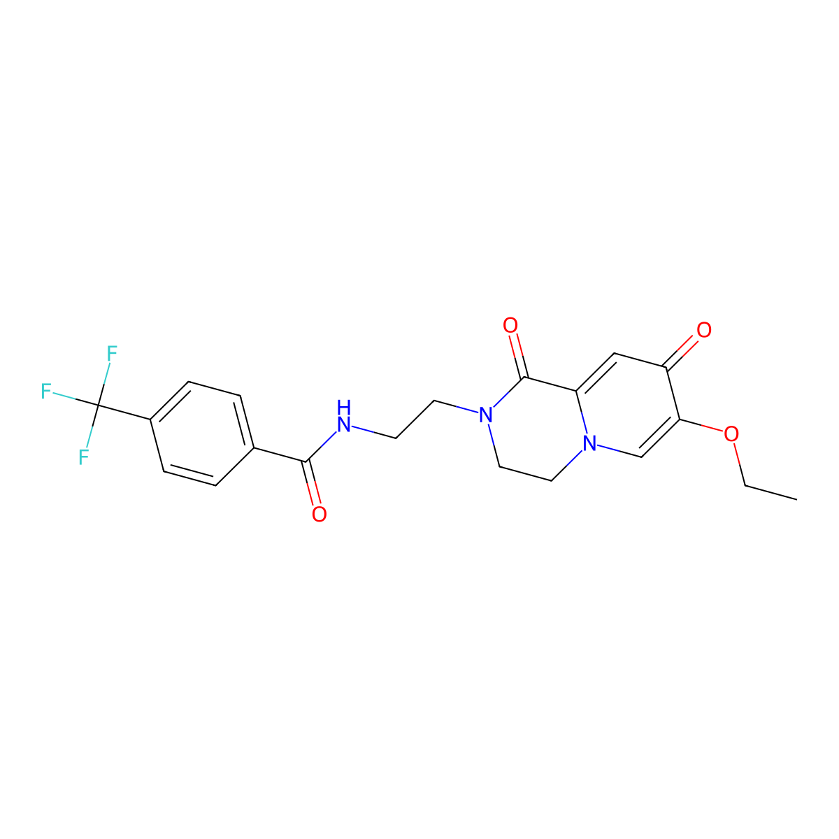 N-(2-{7-ethoxy-1,8-dioxo-1H,2H,3H,4H,8H-pyrido[1,2-a]pyrazin-2-yl}ethyl)-4-(trifluoromethyl)benzamide molecular structure, CAS 1091167-83-7