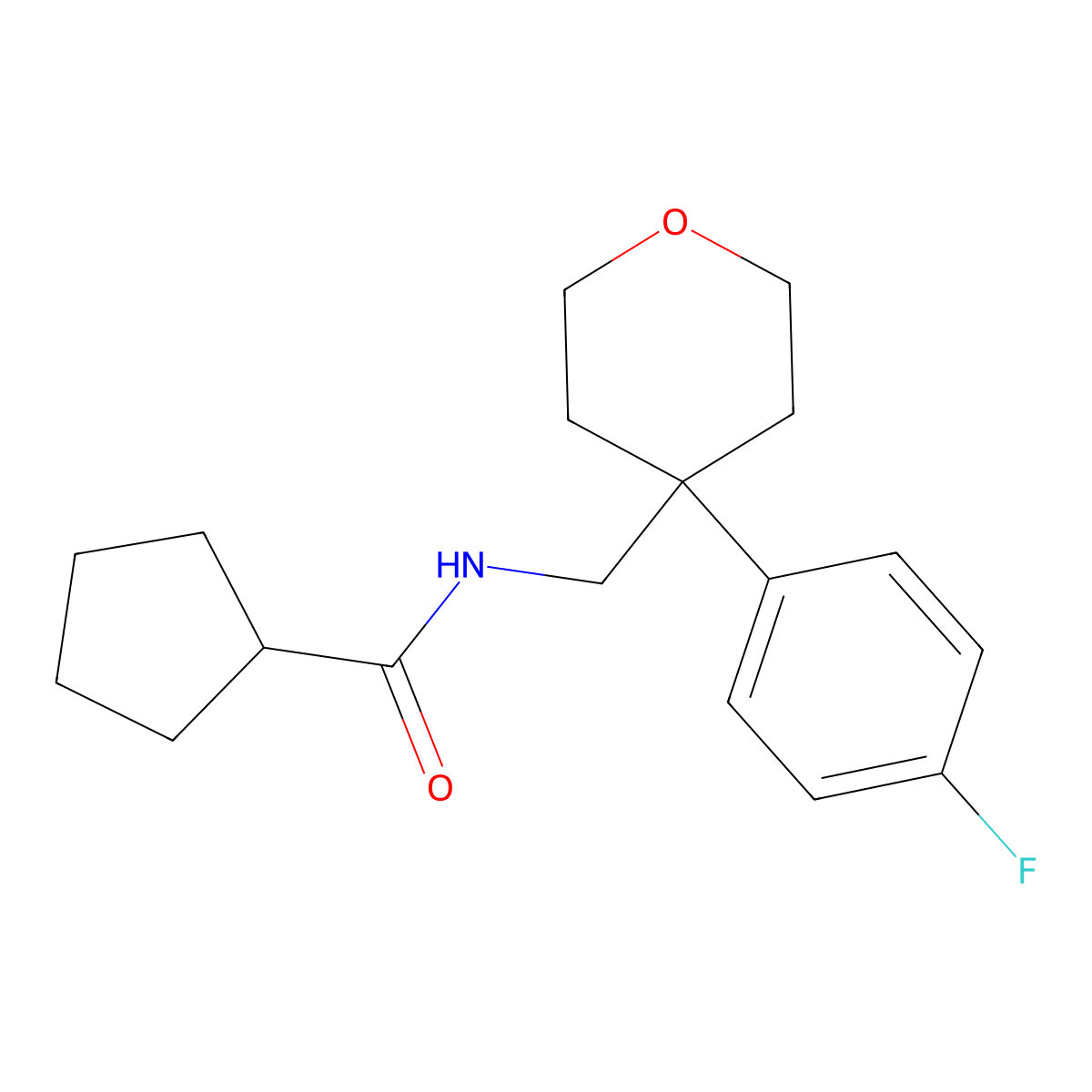 N-{[4-(4-fluorophenyl)oxan-4-yl]methyl}cyclopentanecarboxamide molecular structure, CAS 1091171-32-2