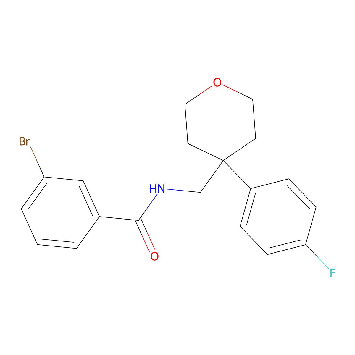 3-bromo-N-{[4-(4-fluorophenyl)oxan-4-yl]methyl}benzamide molecular structure, CAS 1091172-04-1