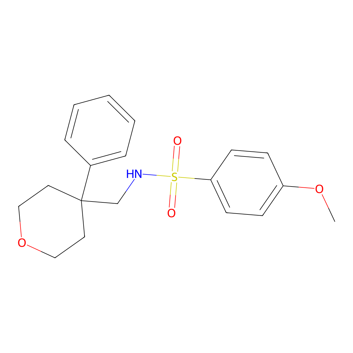 4-methoxy-N-[(4-phenyloxan-4-yl)methyl]benzene-1-sulfonamide molecular structure, CAS 1091173-48-6