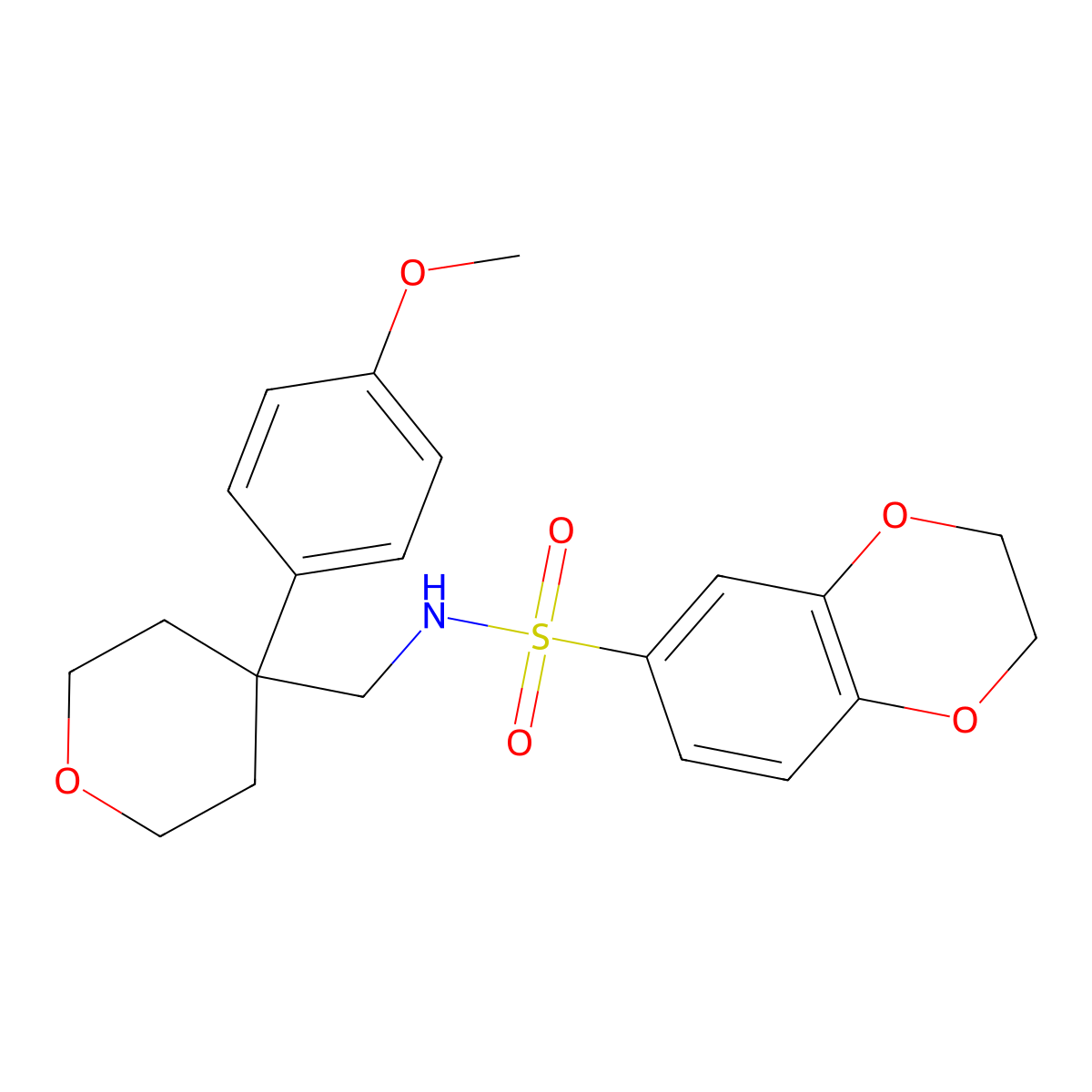 N-{[4-(4-methoxyphenyl)oxan-4-yl]methyl}-2,3-dihydro-1,4-benzodioxine-6-sulfonamide molecular structure, CAS 1091175-08-4