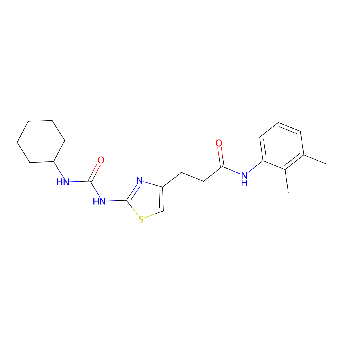 3-(2-(3-cyclohexylureido)thiazol-4-yl)-N-(2,3-dimethylphenyl)propanamide molecular structure, CAS 1091179-41-7